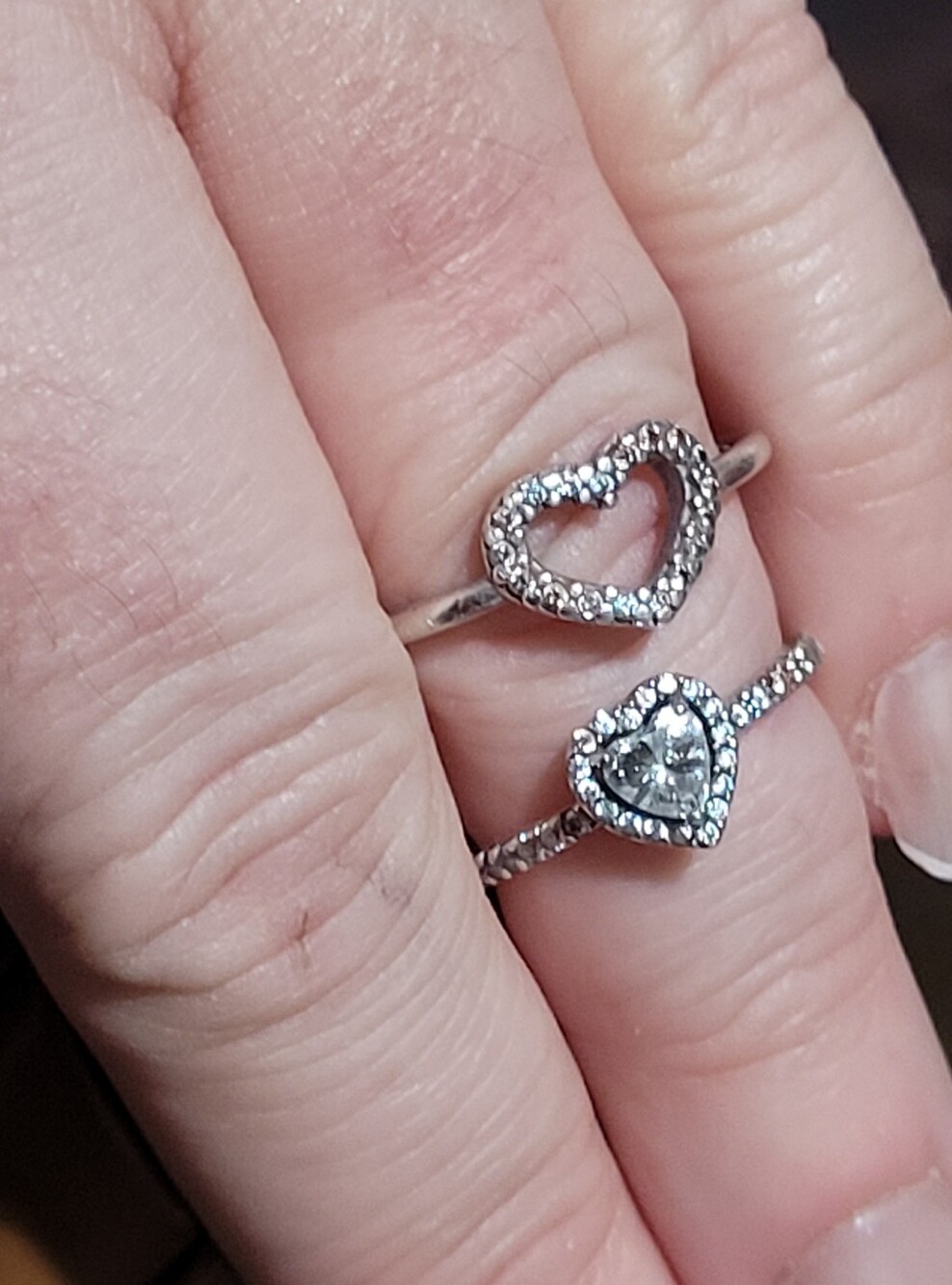 Pandora AUTHENTIC Sterling Silver Ring - Open Heart & Halo Solataire SIZE 58/54